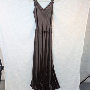 Niki Lavis Brown Satin Prom Dress